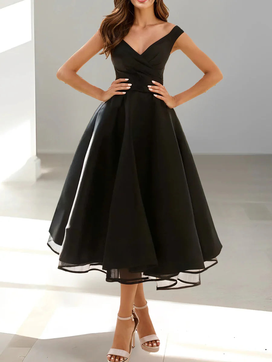 Formal Women's Dresses A-Line/Princess V-neck Sleeveless Tea-Length Homecoming Dresses Prom Dress Prom Dress Shops